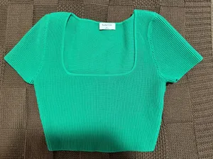 Aritzia Babaton Green Short Sleeve Crop Top thumbnail 1