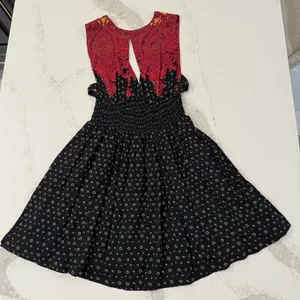 Free People Walking Through My Dreams Mini Dress Women’s Medium Black/Red Floral thumbnail 10