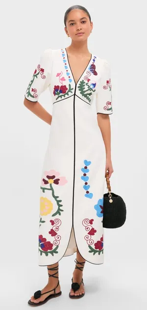 NWT Hunter Bell Margaritte Stitchtopia Embroidered Maxi Dress Size 6 thumbnail 1