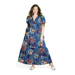 Tabitha Brown Size 0 Dress Maxi Mixed Floral Polka Dot Print Puff Sleeve thumbnail 2
