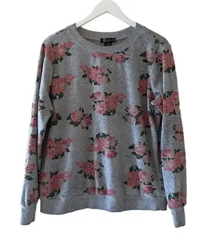 Miss Chievous Gray Pink Roses Chabby Chic Romantic SZ XL #1790 thumbnail 1