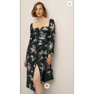 Reformation Floral Sweetheart Neck Midi Dress Long Sleeve Side Slit Size 6 thumbnail 6