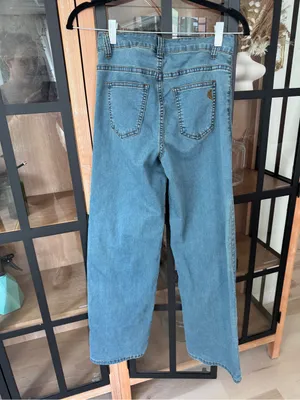 Y2k jeans cargo pants pockets straight leg high rise medium wash wide baggy thumbnail 2