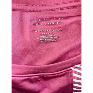 Sincerely Jules Pink Golf & Tennis Tank Top‎ Striped Accent Sporty Chic D7 thumbnail 4