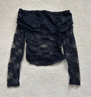 Shein Black Lace Long Sleeve Top thumbnail 1