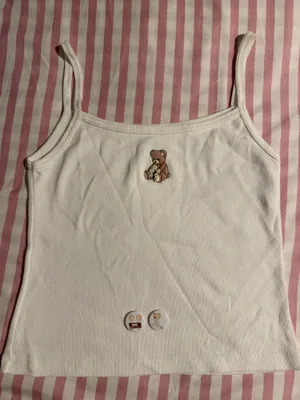 Brandy Melville John Galt White Bear Embroidery tank top thumbnail 4
