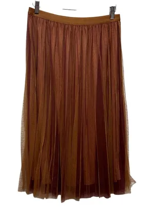 Hem And Thread Women Whimsy Fairy Skirt‎ M Brown Burgundy Tulle Pleated Romantic thumbnail 1