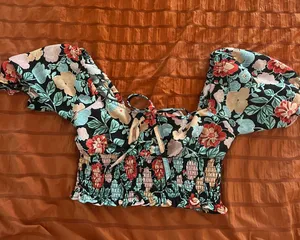 Floral Puff Sleeve Top Multi thumbnail 2