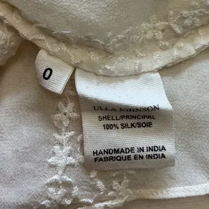 Ulla Johnson Ivory 100% Silk Embroidered Ruffle Tie Neck Blouse Top Size 0 thumbnail 5