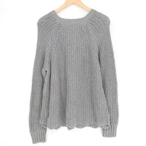 American Eagle Outfitters Sweater Women XL Gray Cotton Chunky Knit Raglan Sleeve thumbnail 5