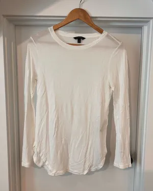 Banana Republic Cream Fitted Long Sleeve Tee thumbnail 1