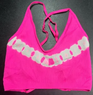 Aerie Women's Size S Ribbed Hot Pink W/White Tie Dye Sports Bra thumbnail 1