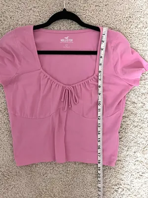 Hollister Light Pink Scoop Neck Cropped Tee with Front Tie thumbnail 4