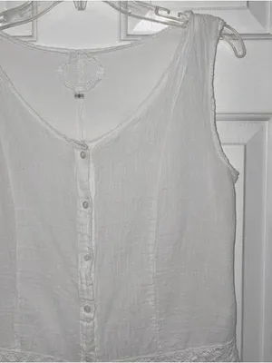 Rosso Ibiza White Sleeveless Button Front Cotton Gauze Top thumbnail 2