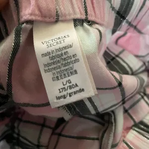 Ladies Victoria's Secret Pajama Pants Large Pink Gray Plaid Mid Rise Lounge thumbnail 3