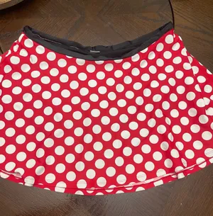 Minnie inspired Polka Dot nylon Red Skater Skirt with Black Waistband thumbnail 1