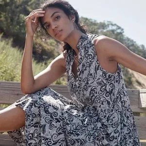 NEW!! Anthropologie MAEVE Marya Tiered Maxi Dress Black Botanical Print Small thumbnail 4