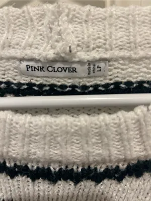 Pink Clover Cream & Black Striped Scoopneck Sweater thumbnail 5