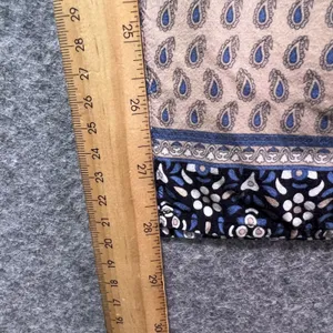 Roz & Ali Blue Floral Boho Wide Leg Border‎ Print Rayon Pants Pull-On M thumbnail 3
