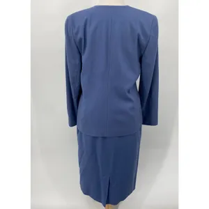 Vintage Pendleton Virgin Wool Skirt Suit Set Collarless Blazer Powder Blue 12 thumbnail 11