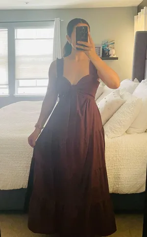 Charlie Holiday Chocolate Brown Linen Dress thumbnail 5