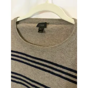 J.Crew Mens Cotton Cashmere Striped Crewneck Sweater Grey Navy Blue Large thumbnail 6