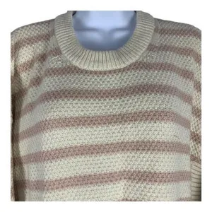 Madewell Womens M Striped Cotton Blend Sweater Beige & Pink thumbnail 9