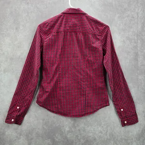 Abercrombie & Fitch Red Blue Plaid Tartan Button Down Long Sleeve Shirt‎ Top XS thumbnail 2
