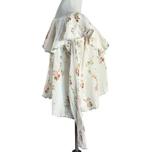 Free People Dainty Ethereal Ruffle Camilla Floral Gauze Blouse Medium Cottage thumbnail 10