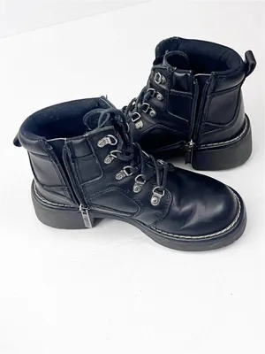 HARLEY DAVIDSON Black Moto Biker Boots Size 5 Bikercore Grunge Academia thumbnail 13