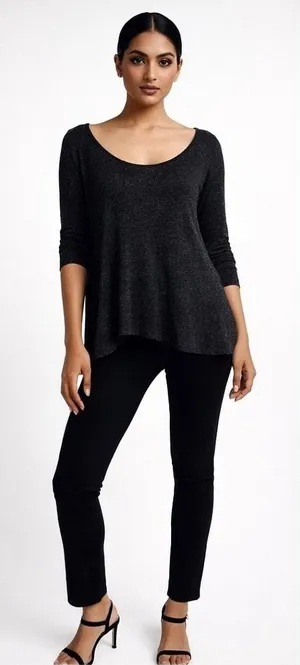 Pilcro Anthropologie Women Cut-Out Scoop Neck Top Gray‎ M Minimalist Lounge thumbnail 1