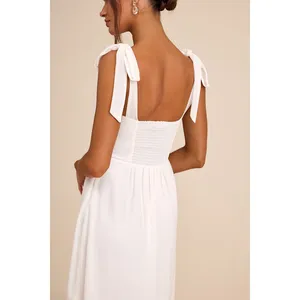 Lulus Summer Invite White Tie-Strap Tiered Midi Dress Wedding Bridal XL NWT thumbnail 5