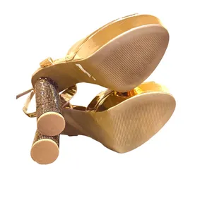 Wild Diva Ankle Strap Patent Rhinestone Wrapped Cylindrical Heels thumbnail 7