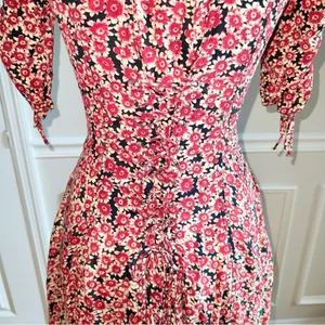 Free People Laced Up Corset Mid Sleeve Floral Mini Dress‎ in Black Combo Size XS thumbnail 6