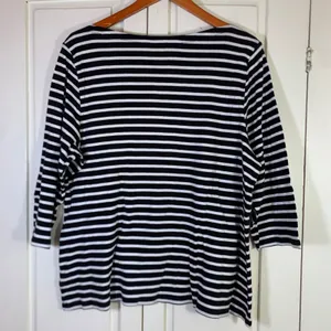 Breton Striped Plus Sz Women Nautical Coastal Pima Cotton Boat Neck Top 3X READ thumbnail 7