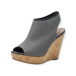 Stuart Weitzman  Slingback Cork Platform Tall Wedge Sandal  Gunmetal Grey  6M thumbnail 2
