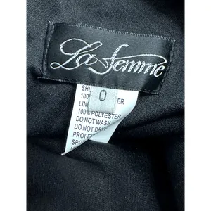 La Femme Maxi Dress Strapless Crisscross High Slit Full Length Black W US 0 NWT thumbnail 9