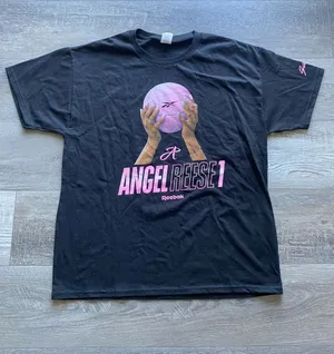 Reebok Angel Reese Black Pink Basketball Graphic Tee Size XL thumbnail 1