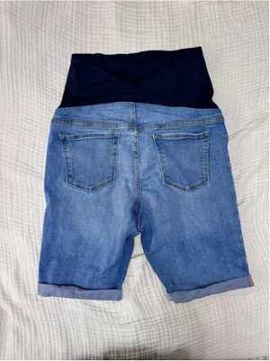 Women's Isabel Maternity Blue Distressed Bermuda Shorts Size 8 thumbnail 2
