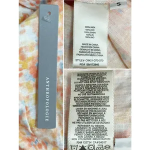 NWT Cloth & Stone Linen Floral Mini Dress Small Anthropologie Tie Strap Smocked thumbnail 12