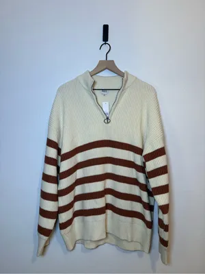 BKE Striped Quarter Zip‎ Sweater thumbnail 2