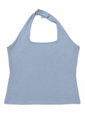PRETTYGARDEN Blue Halter Neck Tank Top thumbnail 2