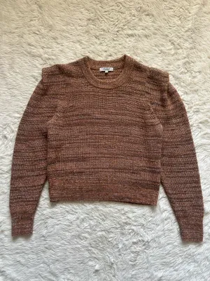 Madewell Prentiss Sweater Spacedye Shoulder Tuck Pullover Autumn Brown Sz L thumbnail 2