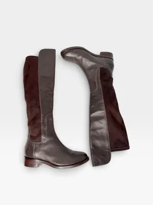 Cole Haan Brown Leather And Suede Knee High Riding Boots Size 6B thumbnail 6