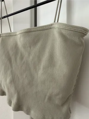 ALO Yoga Ribbed Sage Green Crop Tank with Thin Straps thumbnail 2