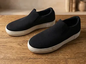 MIA Black Knit Slip-On Sneakers with White Sole thumbnail 1