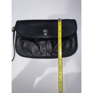 Coach Black‎ Leather Pleated Flap Wristlet Handbag Small Purse Bag L thumbnail 8