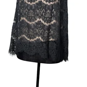 Fire Los Angeles Womens Black Lace Mesh Top Size L Mock‎ Neck Romantic Gothic Dark Feminine thumbnail 4