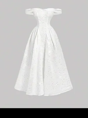 SHEIN White Off-Shoulder Midi A-Line Dress thumbnail 3
