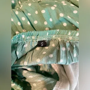 Green/White Polka Dot Lined Halter Top Dress with Tie (NWOT) thumbnail 7